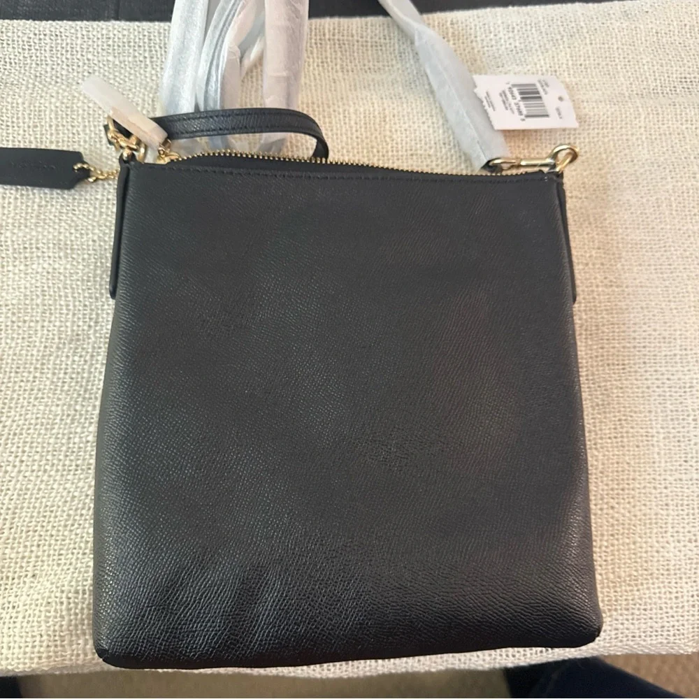Coach Black Leather Crossbody Bag with Gold Hardware